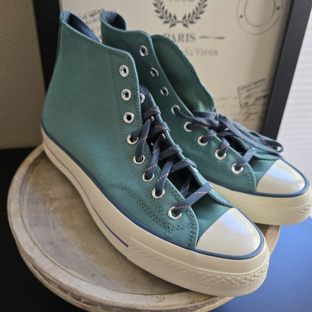 Converse Teal High-Tops with White Accents